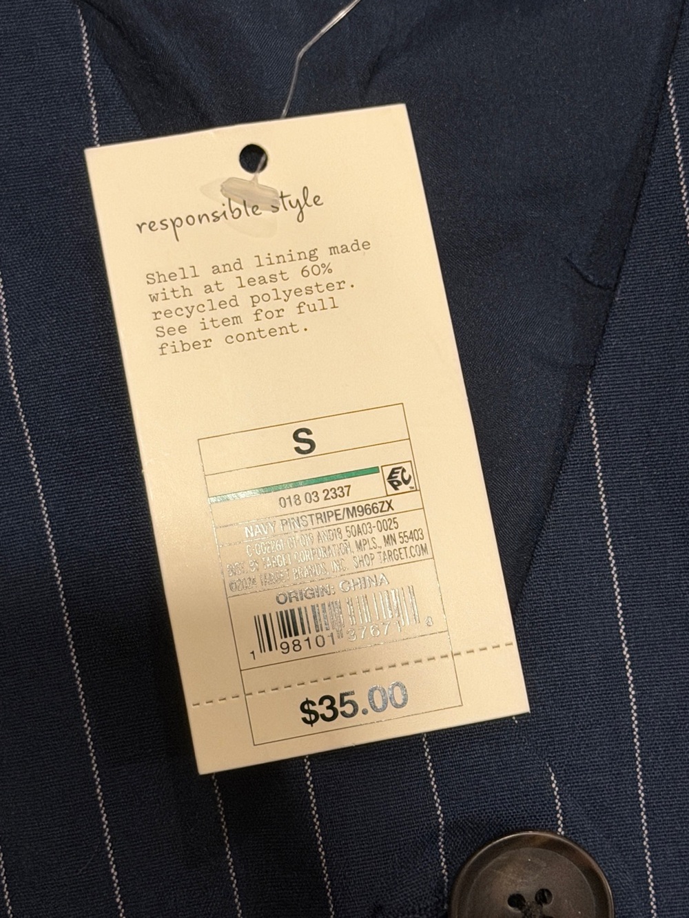 a new day Navy Pinstripe Button-Down Dress - Picture 3 of 4